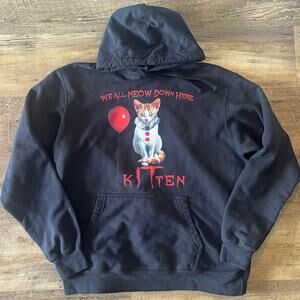 IT We All Meow Down Here Kitten Hoodie Size L
